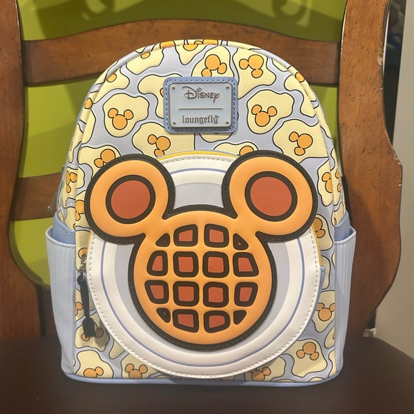 Loungefly Disney Mickey Mouse Breakfast Waffle Scented Mini Backpack. NWT! - Picture 1 of 12